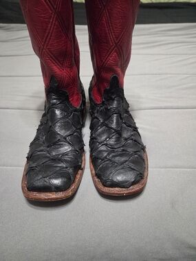 Anderson Bean  Men’s "Big Bass" Black Pirarucu Boots - size 9D